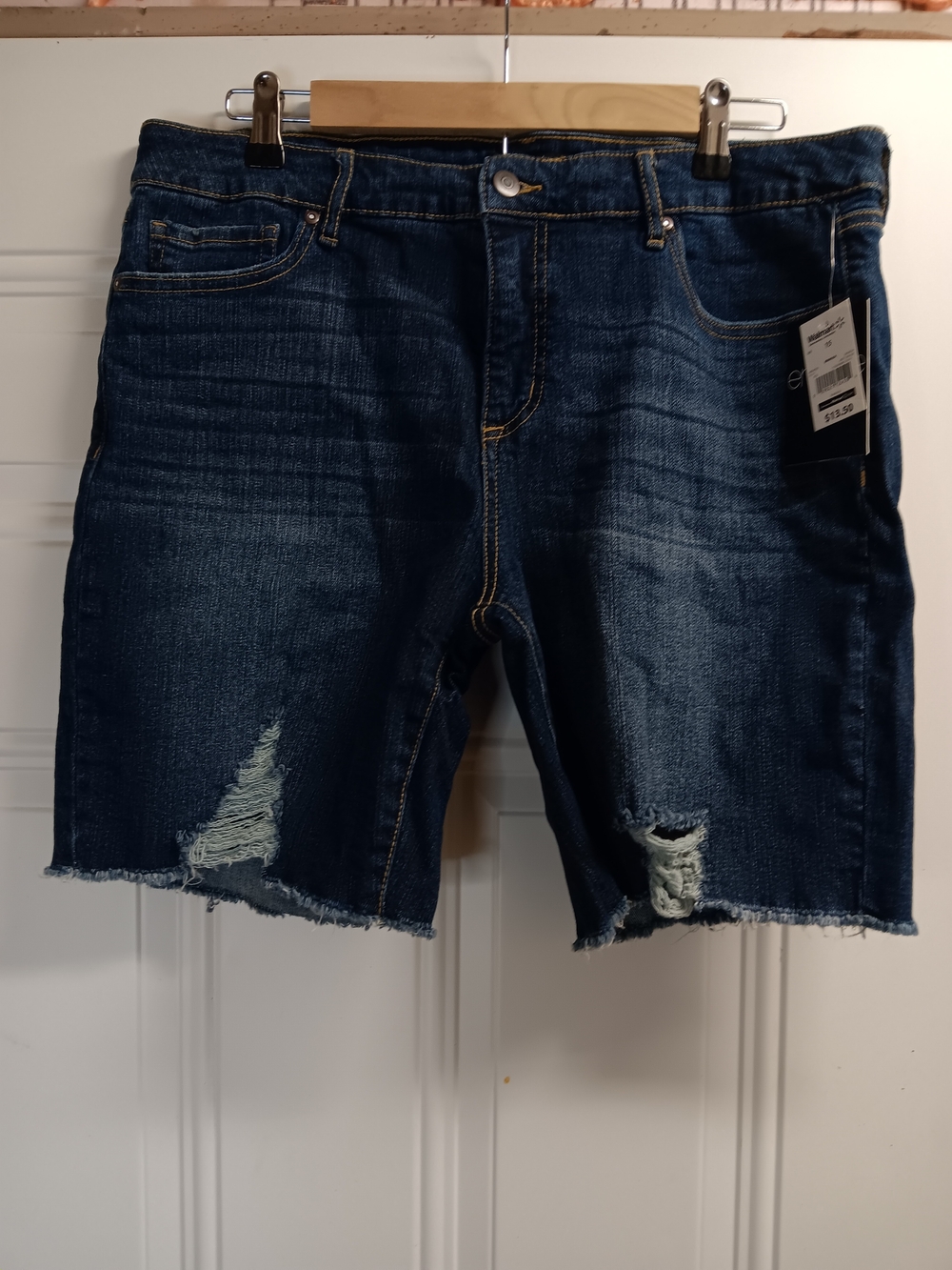 Energie Dark Blue Distressed Denim Jean Shorts